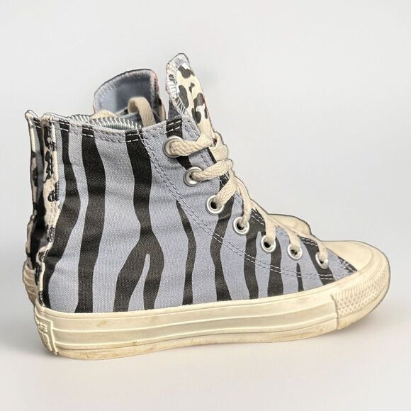 Size 5 Womens 3 Mens- Converse Chuck Taylor All Star High Purple Zebra Leopard - Picture 1 of 8